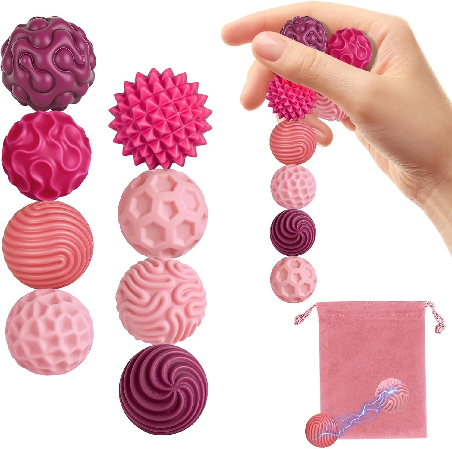Zingbee Pack of 8 Magnetic Fidget Toys, Silicone Magnetic Balls, Anti-Stress Balls, Sensory Toy for Adults and Children