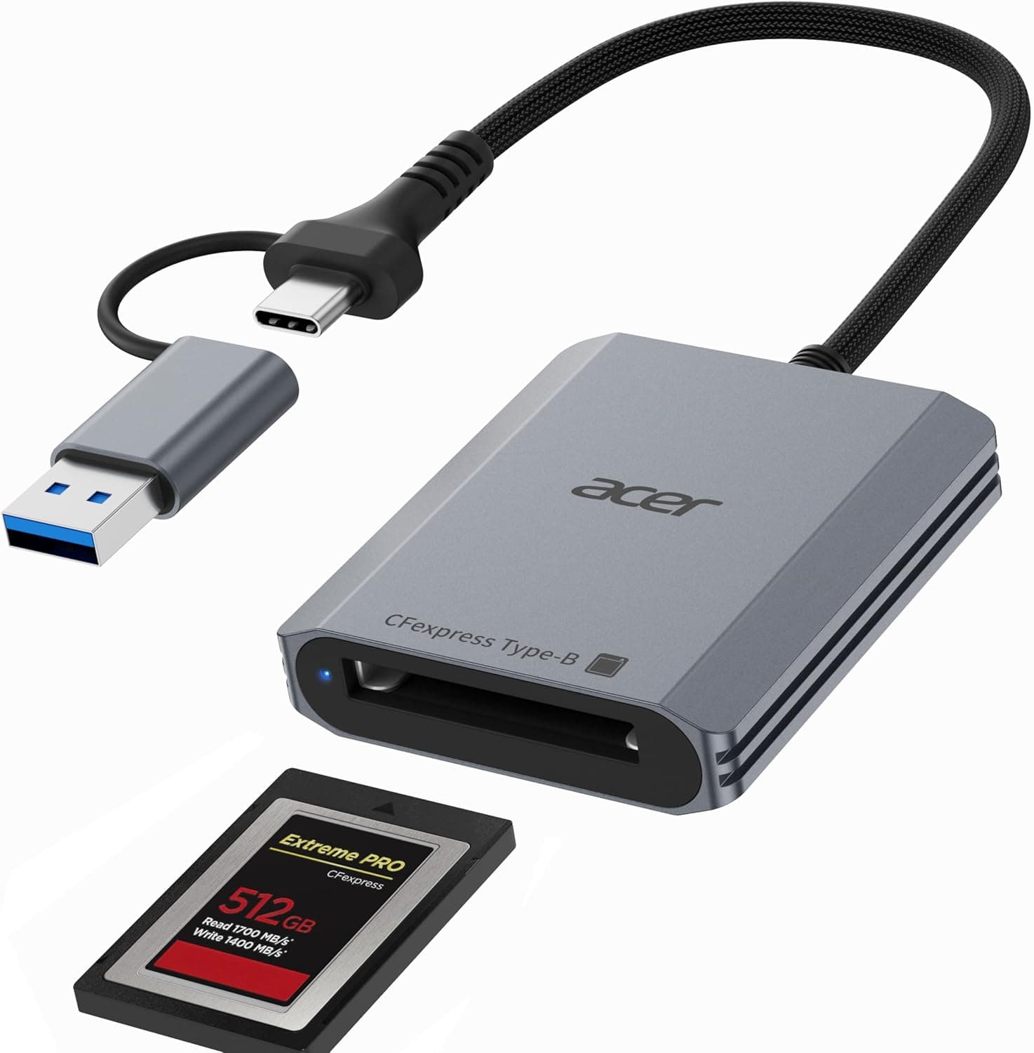 Acer 10Gbps CFexpress Cardläsare – USB-C/A, Upp till 1250MB/s – Bästa Priset!