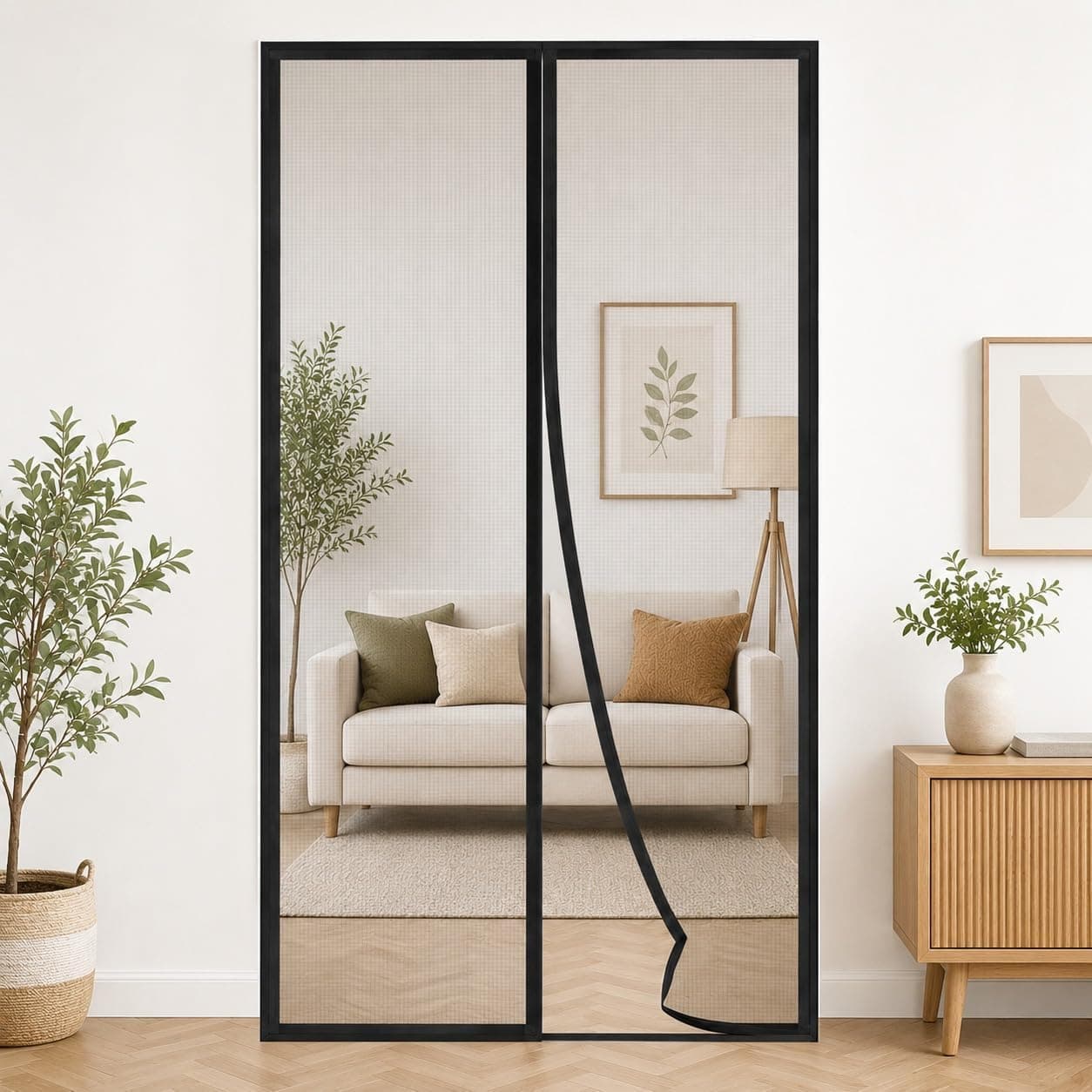 Magnetic Mosquito Screen Door Net Curtain (with Thumb Pins Only (Tape not Included)) Magnets Reinforced Polyester Curtain Bac