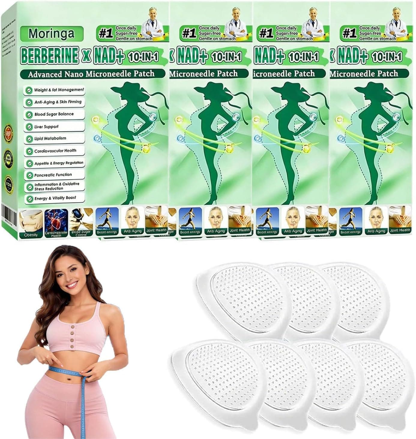 Moringa Patch 10 en 1 con nano microaguja