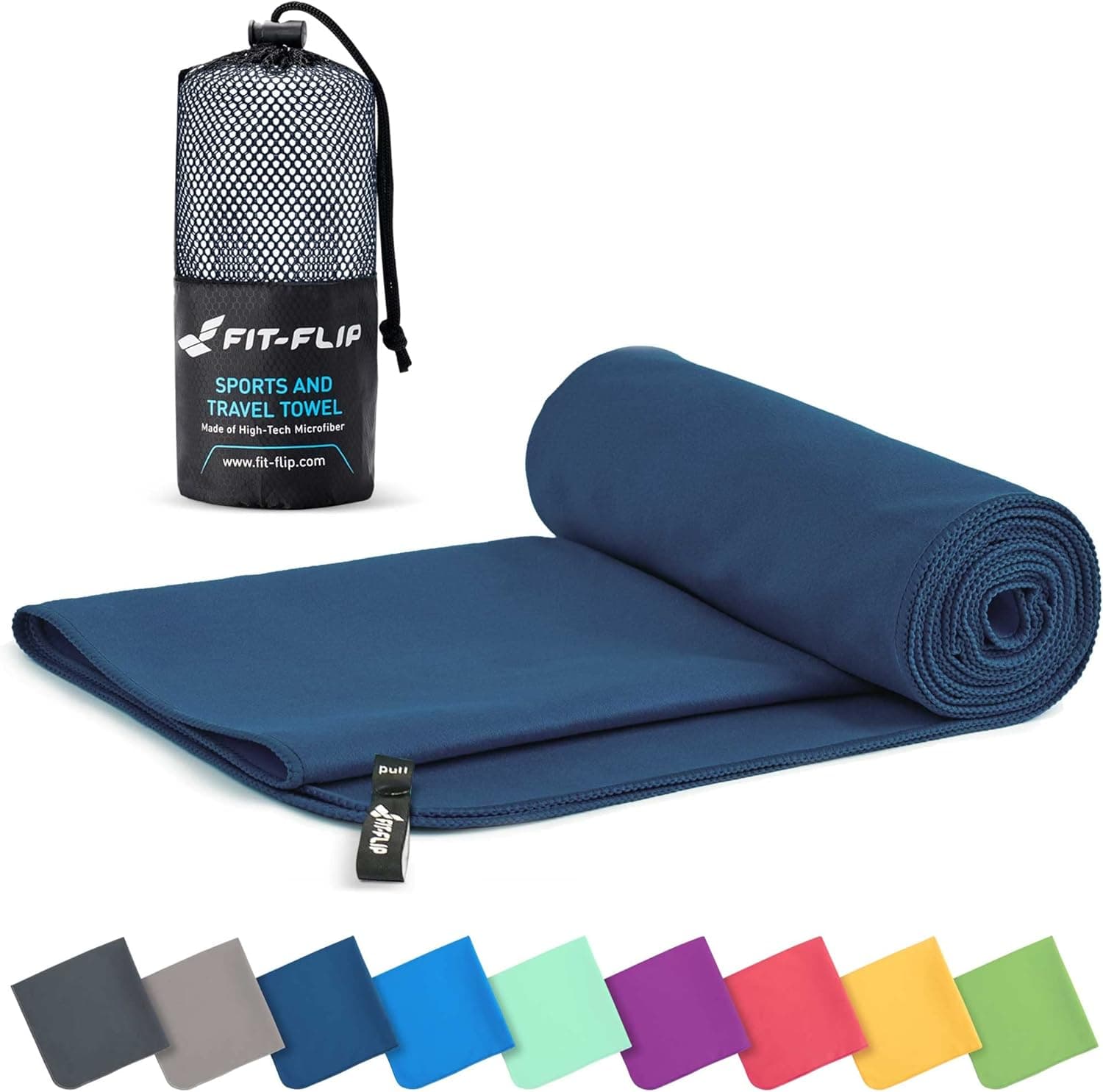 Fit Flip Microfibre Towel - Gym y Playa - Compacto, Ligero y Secado Rápido - Tovales Microfibre para Nadar