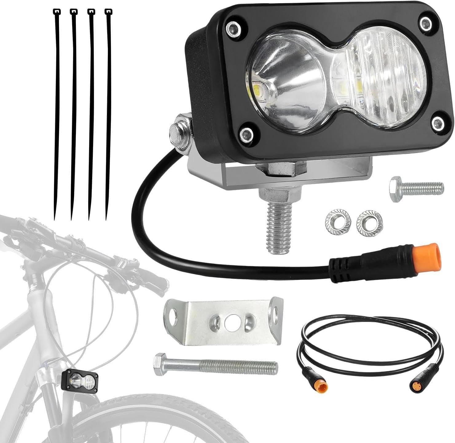 Fiets Lamp - Electrische Fiets Lamp | 6500K Waterdichte LED Verlichting | 20W Fiets Lichten 3-punten Verbinding