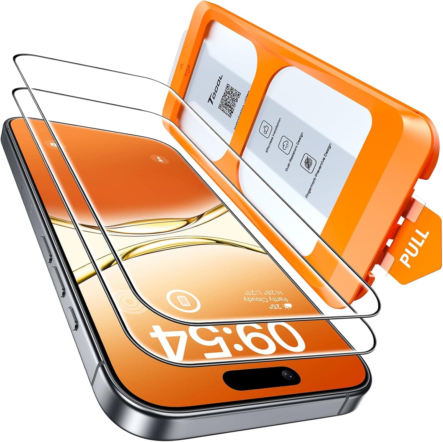 Tocol For iPhone 17 Tempered Glass Screen Protector Full Cover Protection, Automatic Installation