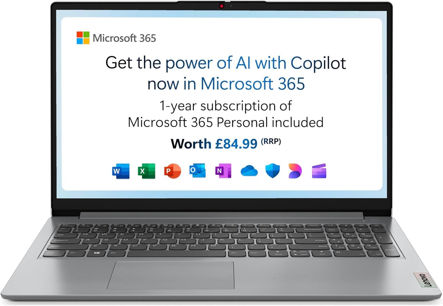 Lenovo IdeaPad 1 15 inch Full HD Laptop Intel Celeron N4500 4GB RAM 128GB eMMC Windows 11 Home S Microsoft 365 Personal