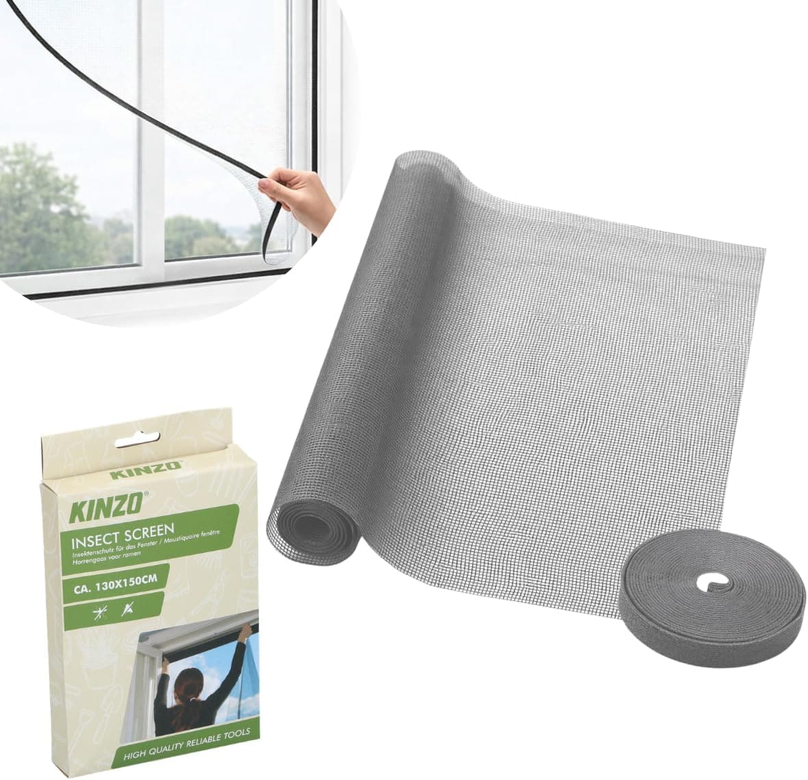 Rete a Mosche da Finestra Kinzo 130x150 cm con Velcro