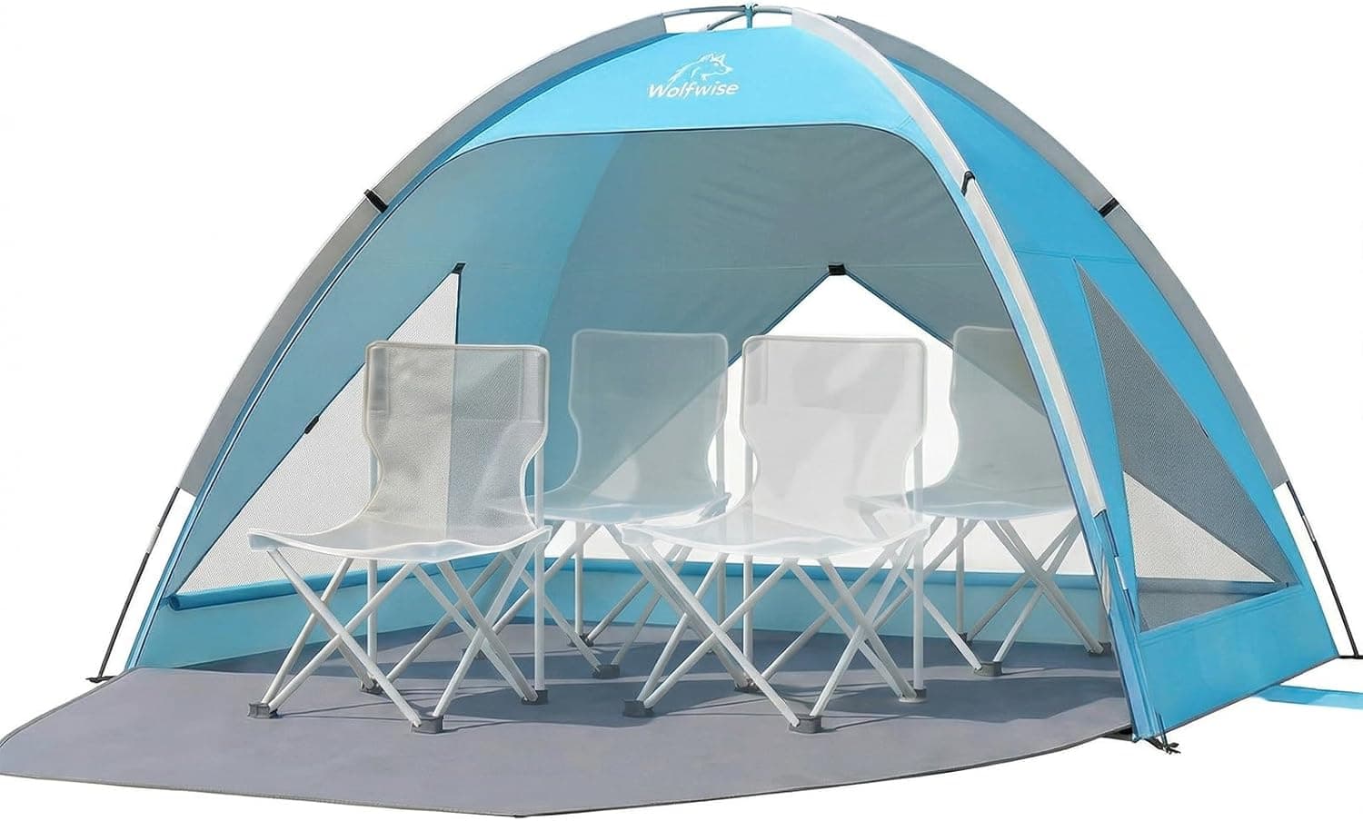 Wolfwise Beach Shelter UV Schutz, 3 Ventilationsfenster und Beutel, Strandzelt mit expandierbarem Fundament für Privatsphêre, 1 Person