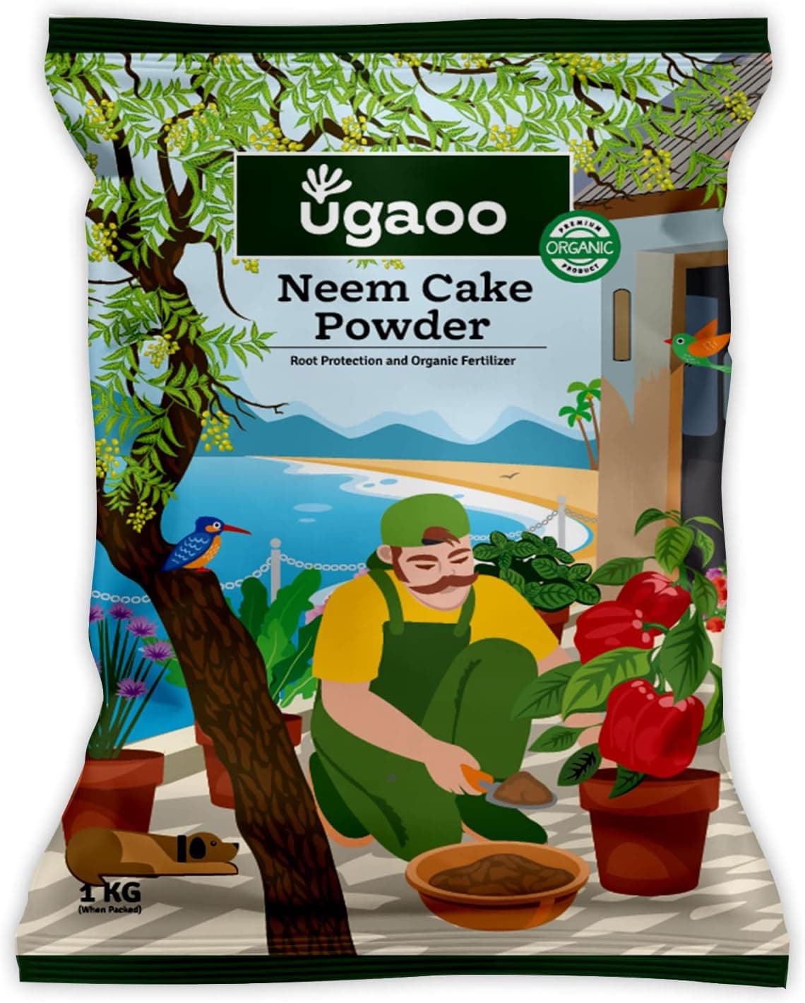 Ugaoo Neem Cake Powder for Plants 1 Kg Organic Fertilizer Pest Repellent