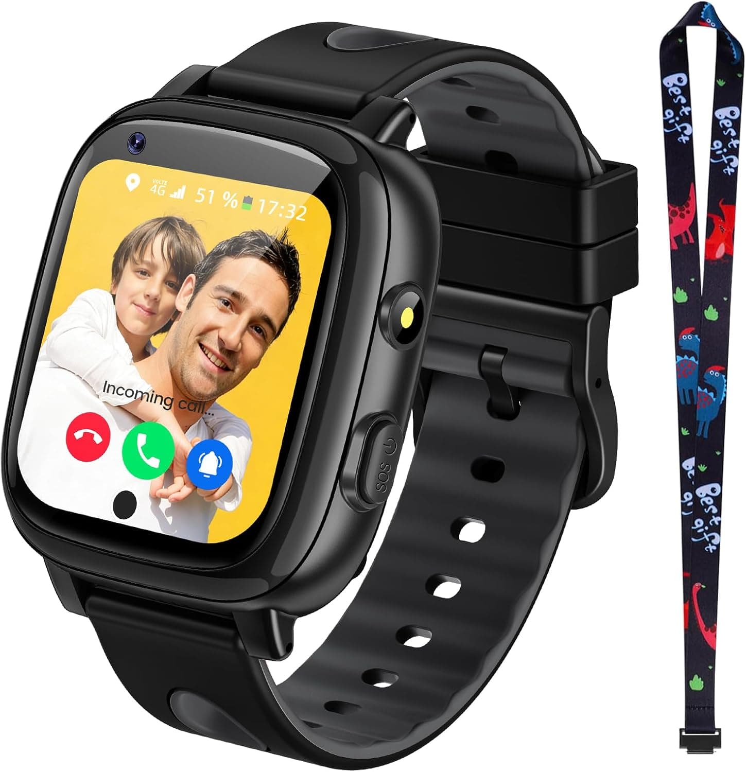 2026 New 4G Kids Smart Watch with Video Call & GPS, SOS, Voice Chat, IP68 Waterproof, School Mode, Pedometer, Alarm Clock, Fl