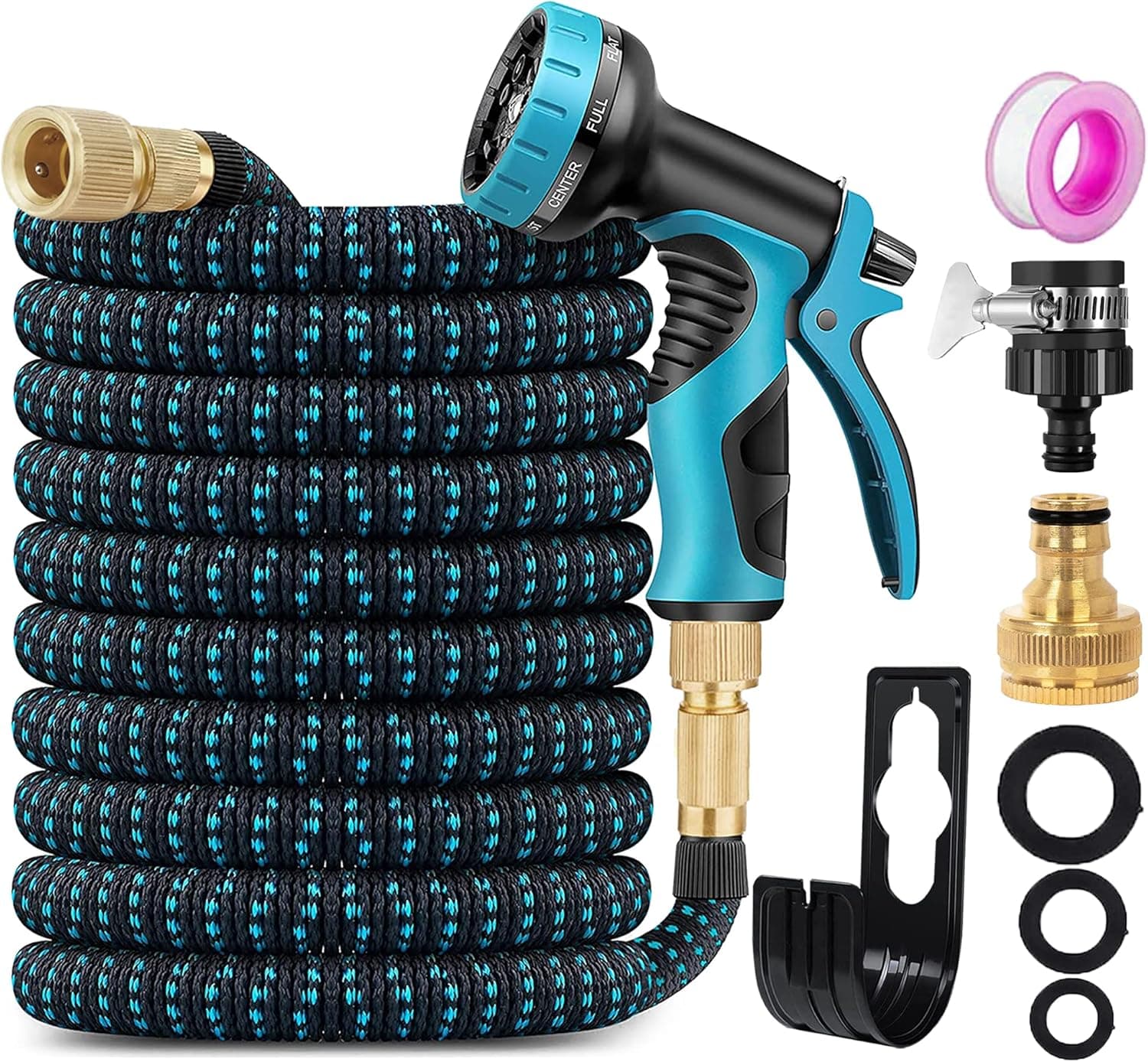 Zhihehui Garden Hose 75Ft Retractable With 3 , 4 , 1 2 Fitting And 16Mm Universal Adapter 10 Patterns Of Water Spray Guns For W