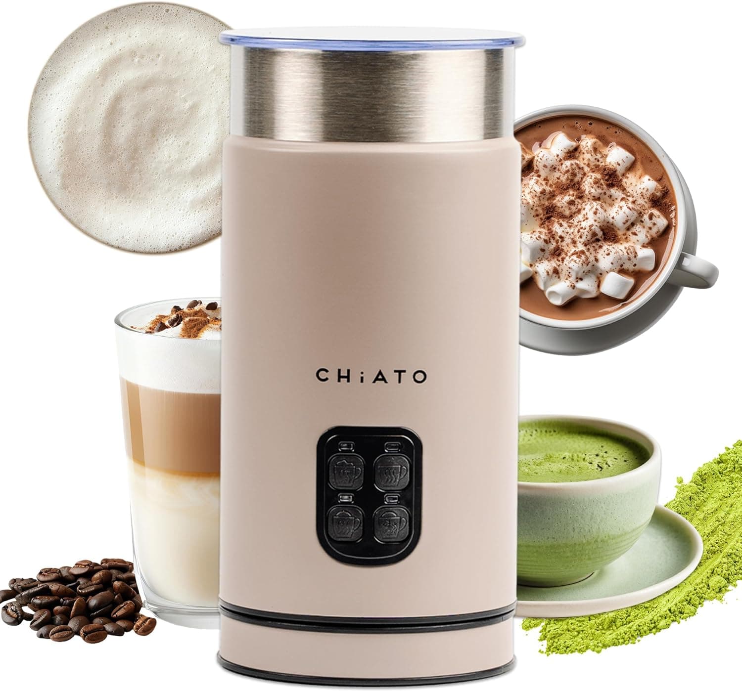 CHiATO MilkPLAY 4-in-1 Electric Milk Frother, Milk Kettle and Milk Warmer for Cold Foam, Matcha, Cocoa and Latte Macchiato (Black, 1.5L)