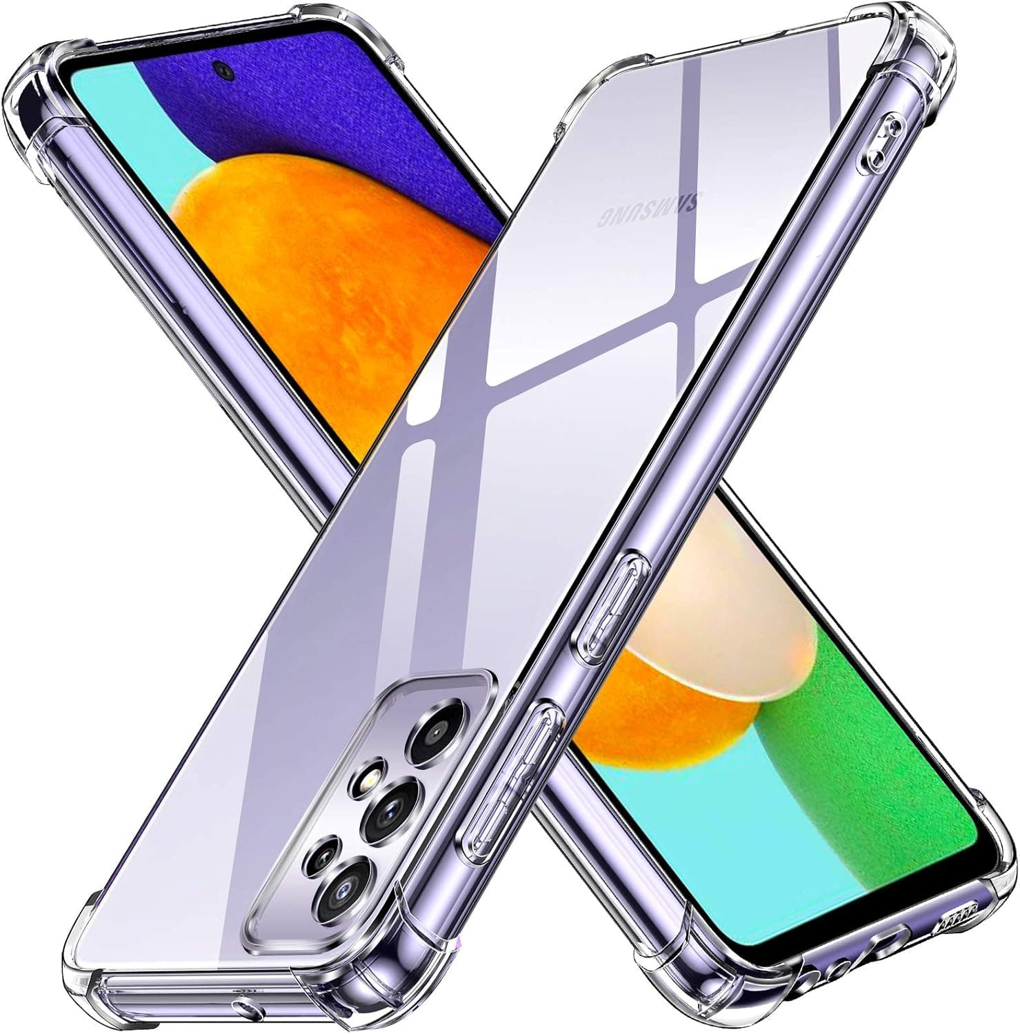 ivoler Case for Samsung Galaxy A52 4G/A52 5G/A52s 5G Ultra Transparent Shockproof Silicone Protective Case with Reinforced C