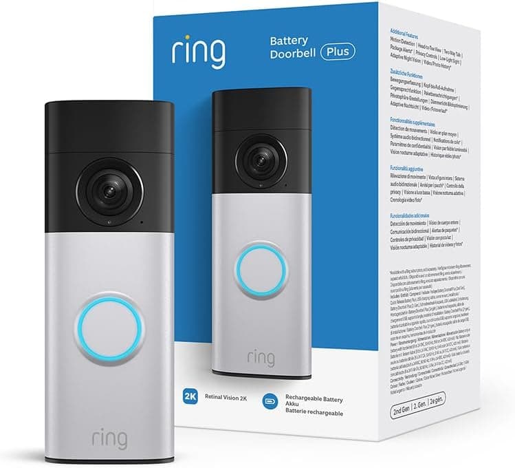 New Ring Battery Video Doorbell Plus (2nd Gen) | DIY Wireless Video Doorbell Camera | 2K Retinal | 6x Zoom | Easy to install