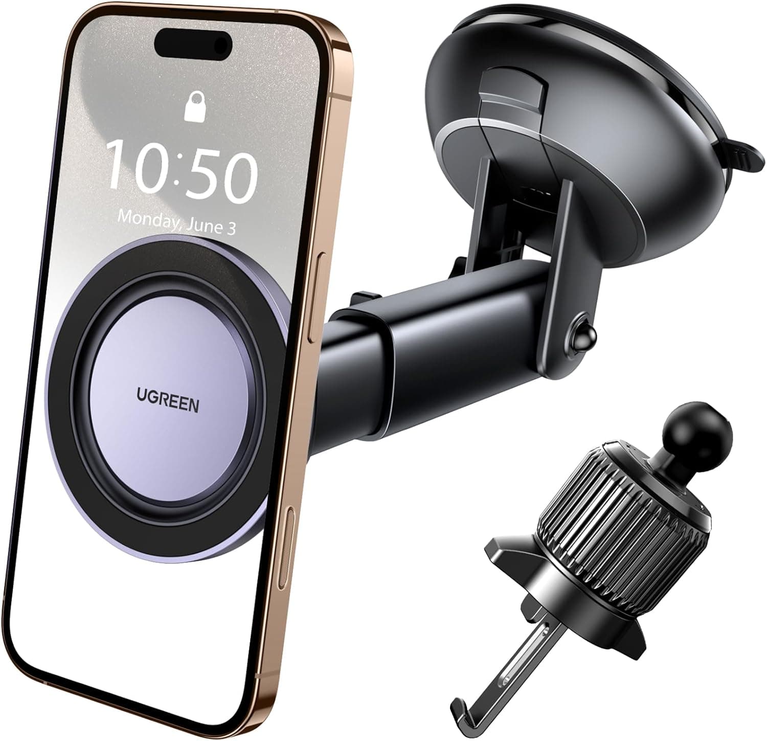 UGREEN Magnetic Car Phone Holder, MagSafe Mount for Dashboard Windscreen Air Vent