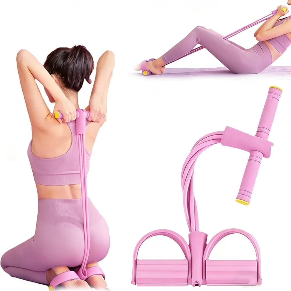 17.7 * 10.2inch Adjustable Ankle Strap Resistance Band with Handle 6 Tubes Multi Function Tension Training Pedal Suitable for