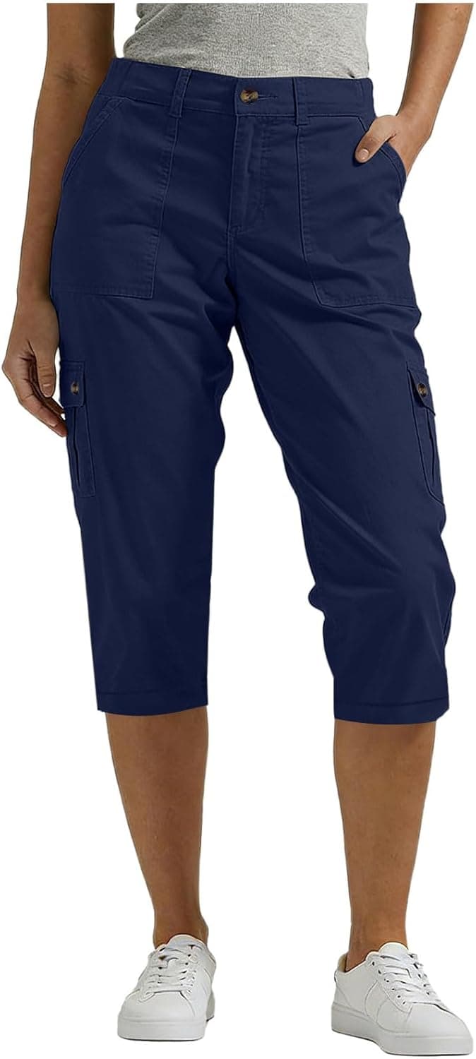 Cargo Capris for Women with Pockets High Waisted Straight Leg Cropped Hiking Pants Lightweight Summer