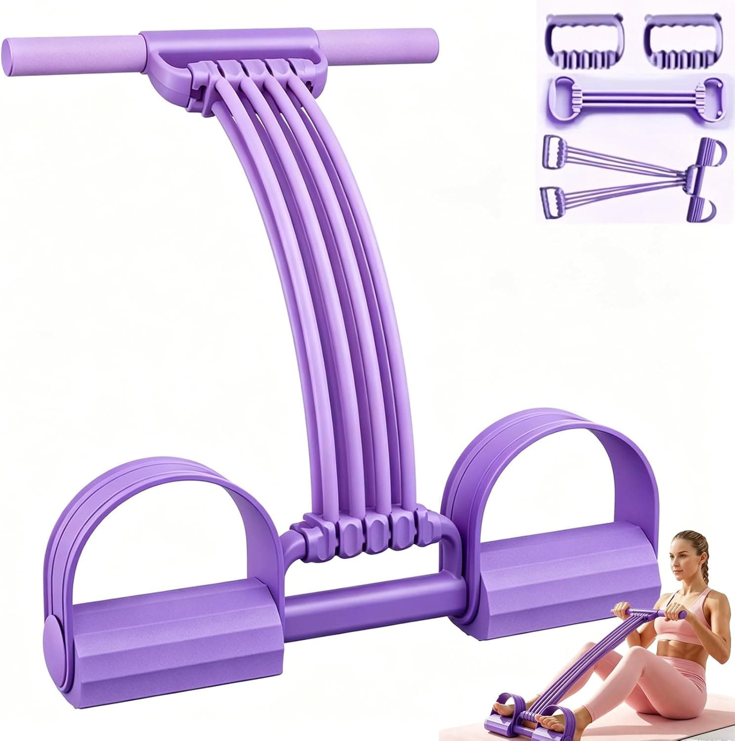 Pedal Resistance Bands with Handles, 8 Tube Elastic Pull Rope Fitness,Multifunction Yoga Resistance Band,Foot Pedal Resistanc
