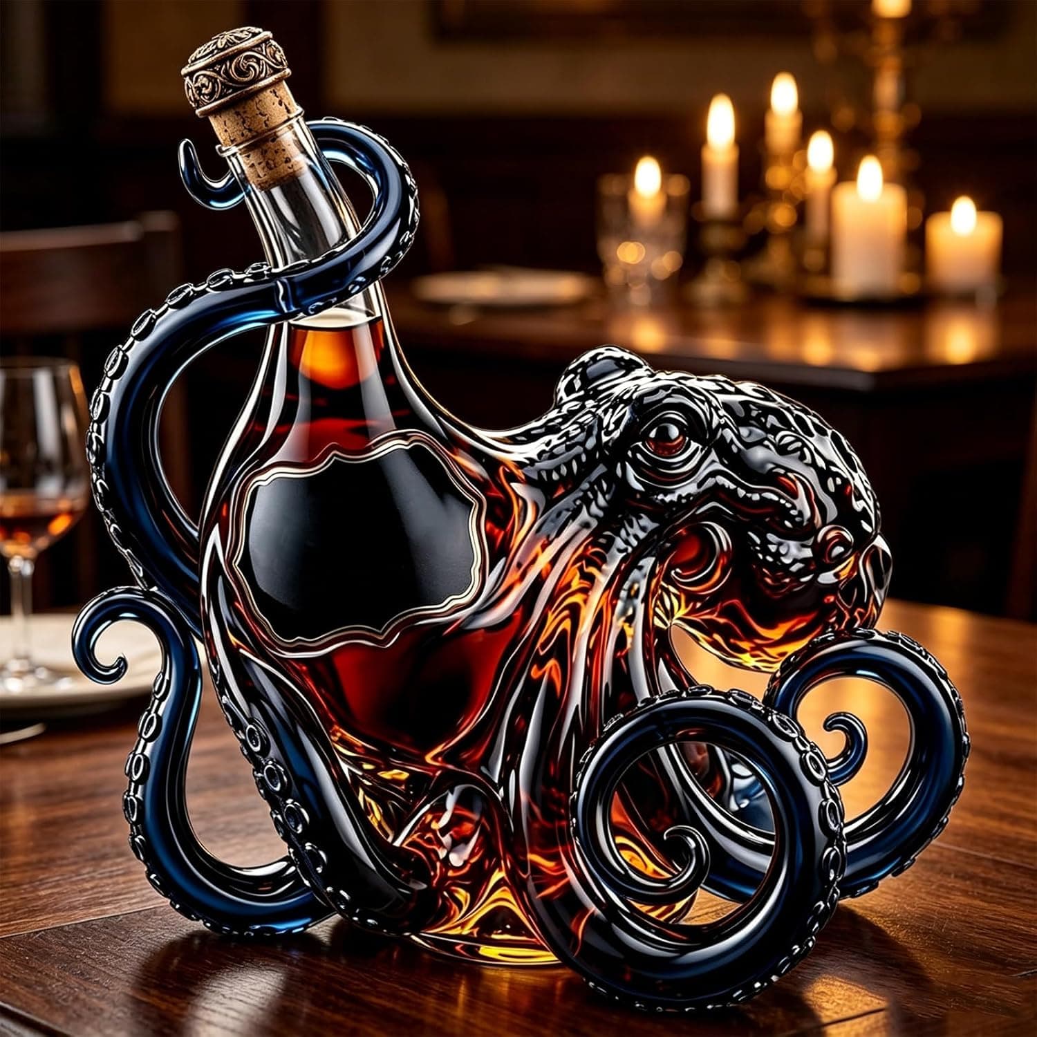 Rum Edition 3D Octopus Decanter, 350ml Octo Bottle, Artistic Glass Set of 1