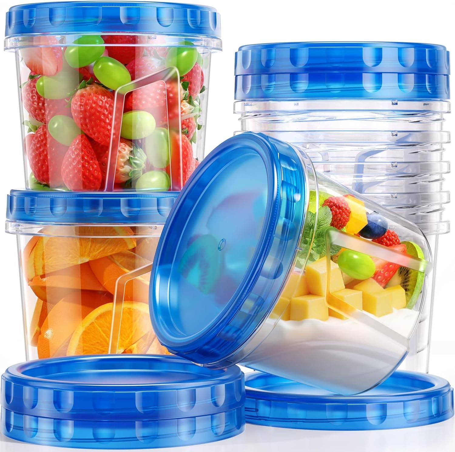 Canfanni 8 Pack 24 OZ Freezer Storage Containers, Plastic Soup Container with Lids, BPA Free Food Storage Containers with Twi