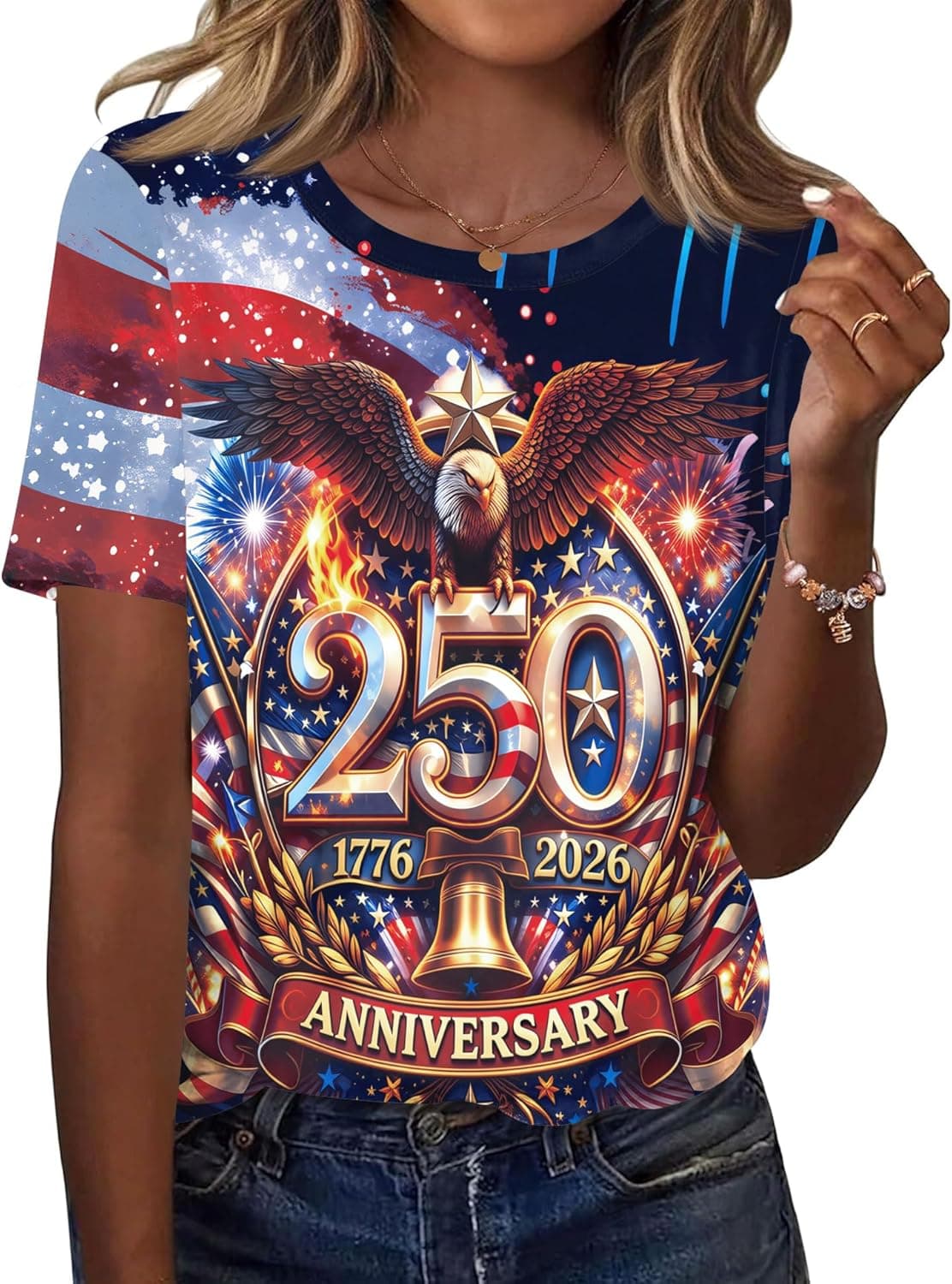 Kistore Womens Crew Neck Short Sleeve Tops Dressy Casual Blouses Summer Shirts S-3XL