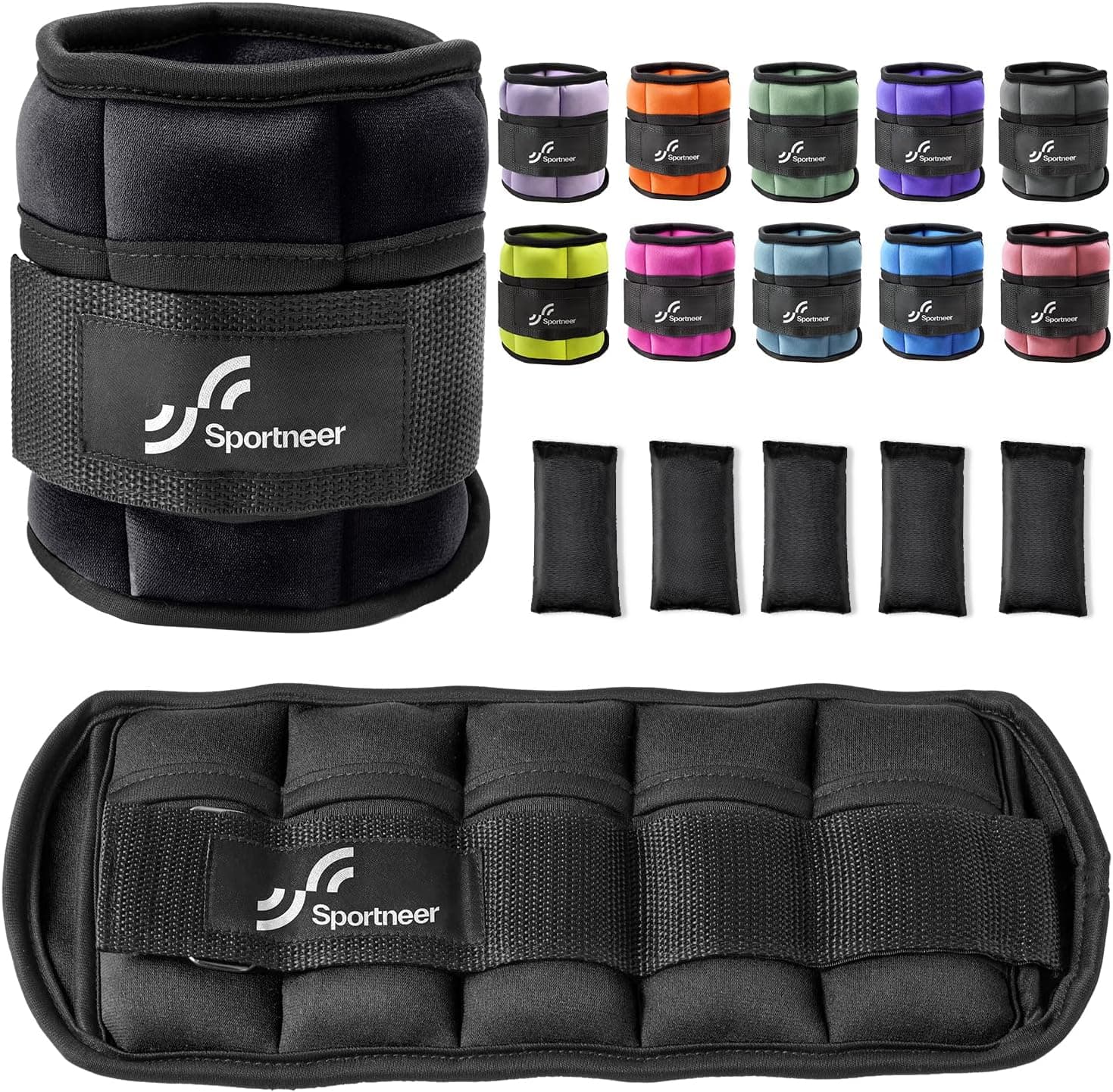 Sportneer Adjustable Ankle Weights 1 Pair 2 4 6 8 10 Lbs Leg Weight Straps for Women Men