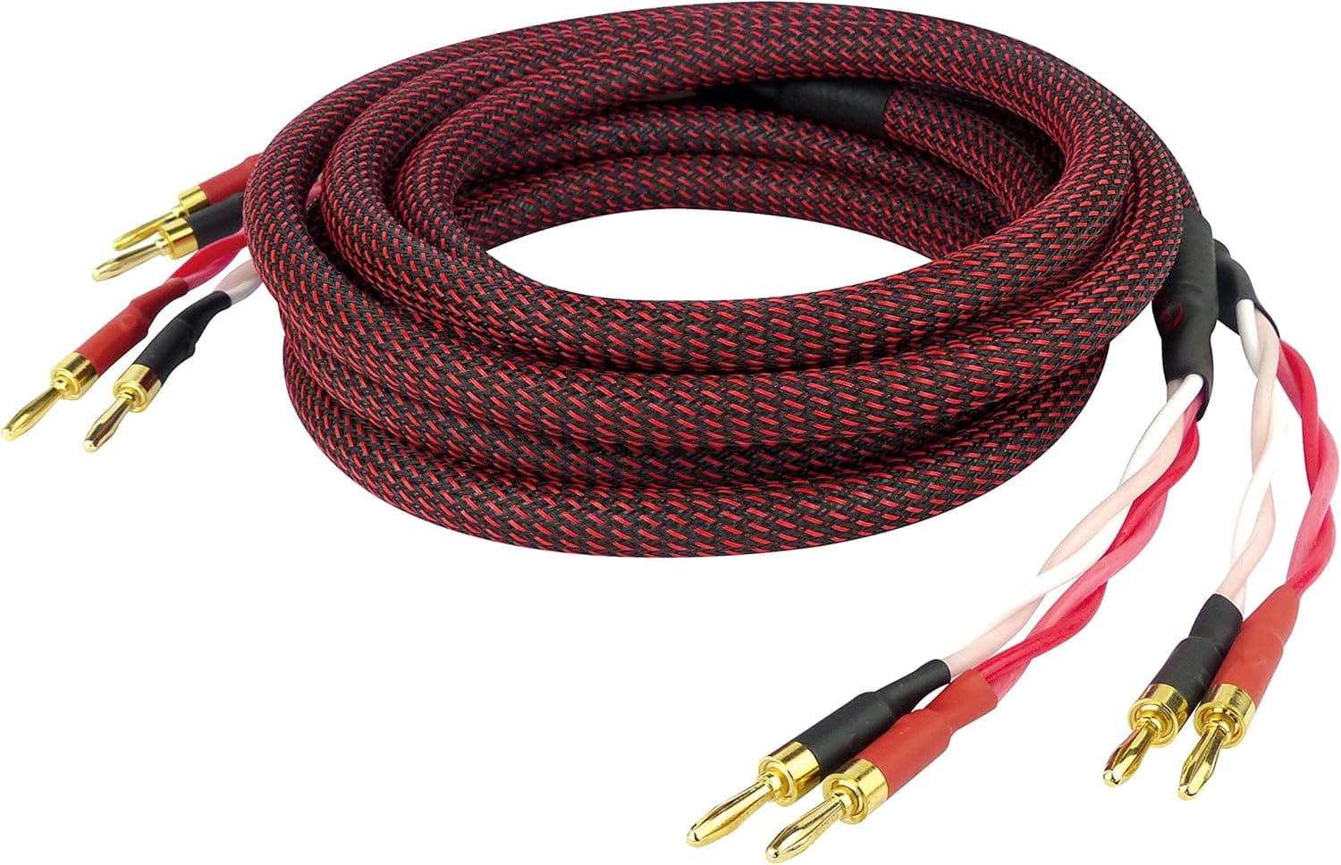 Cable de sonido Dynavox Perfect Sound Speaker Cable Par High End Flexible Speaker Cable con enchufes banana Pre-Assembleido Negro/Rojo, 2 metros