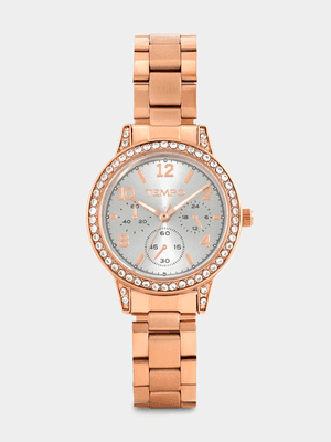 Tempo Rose Plated Grey Dial Bracelet Watch — Sterns